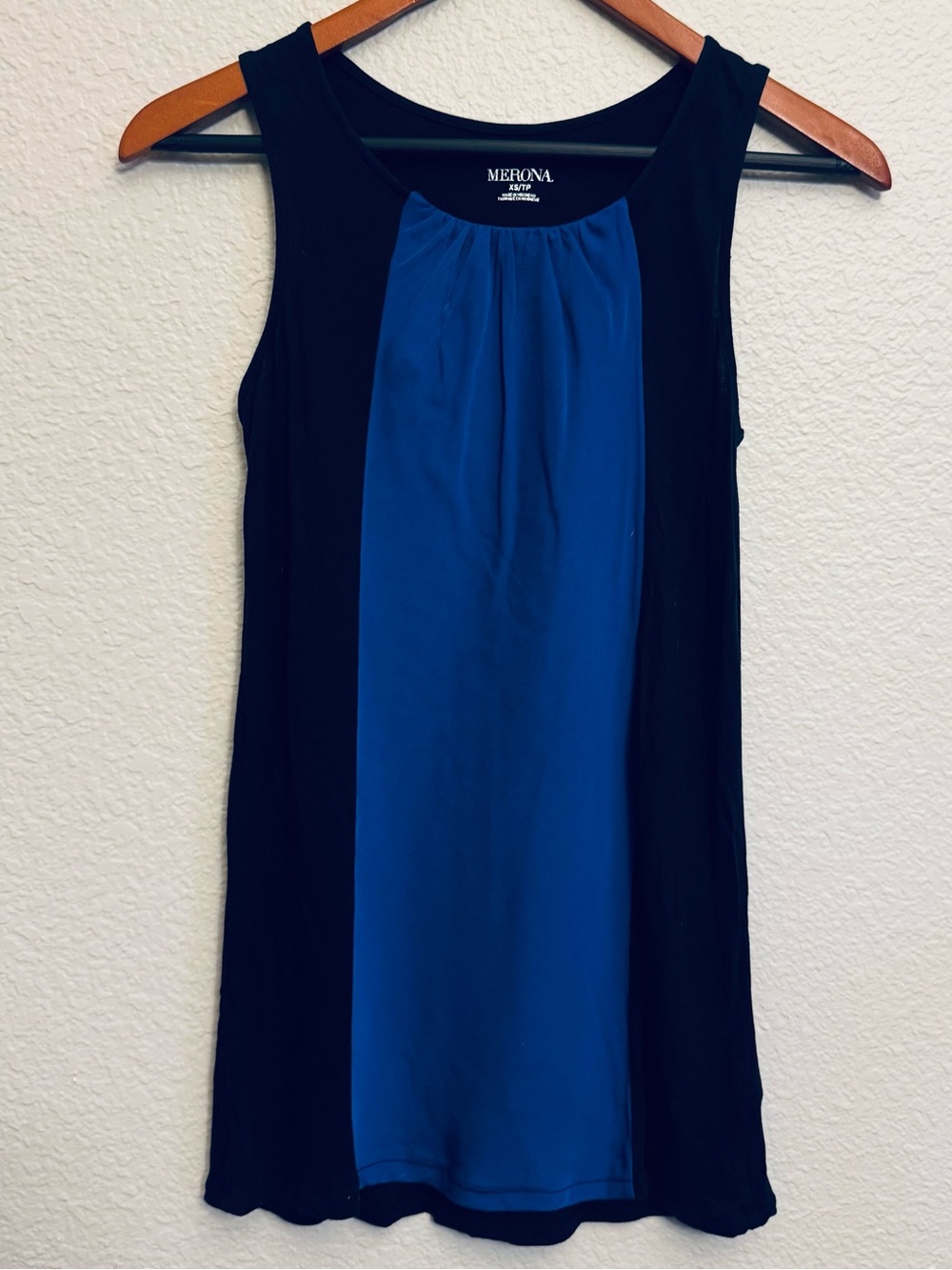 Merona Target Color Block Black Blue Sleeveless Top XS